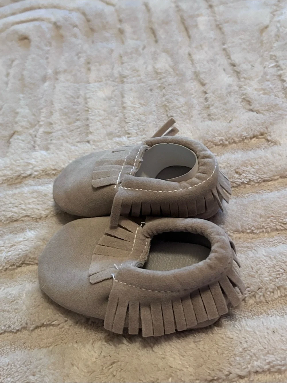Kids Suede Fringe Moccasin Slippers 0-6 months